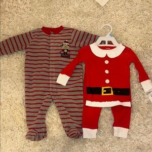 Carter's Red and Gray Striped Footie Set